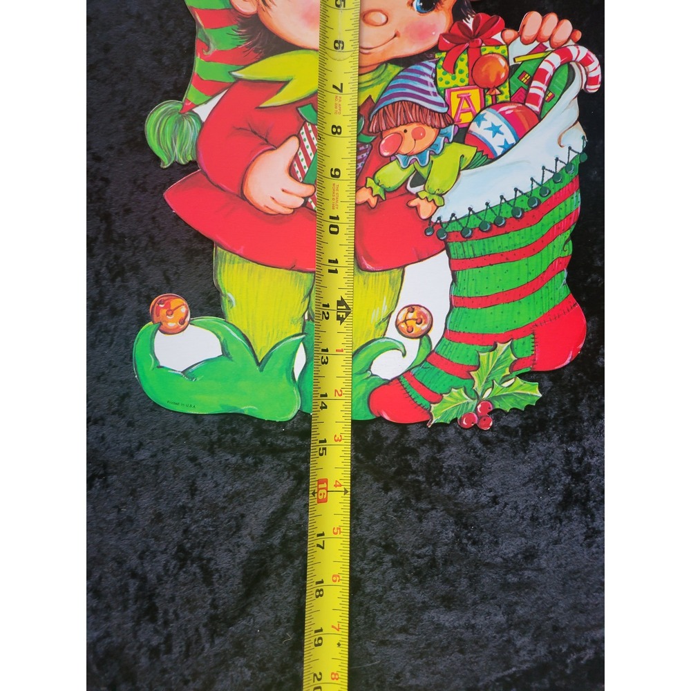 New Vintage 1960s Carrington Die Cut Christmas Elf Decor 14.5" - Picture 4 of 4